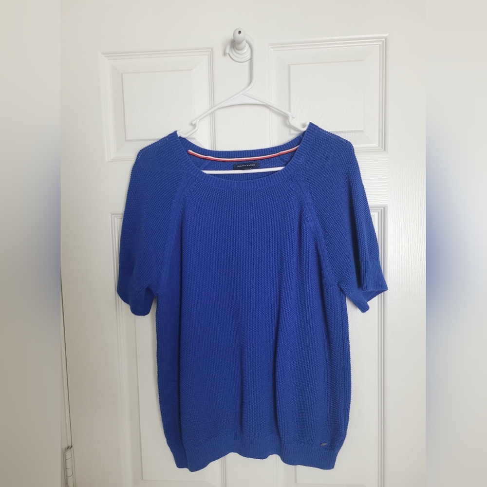 NWOT Tommy Hilfiger Knit Pullover Sweater Crew Neck Women Top Royal Blue SIZE S